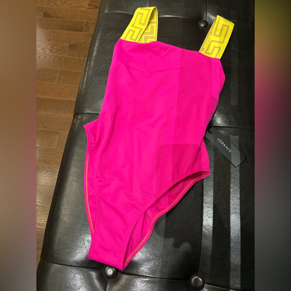 Versace Fuchsia and Yellow Swimsuit
